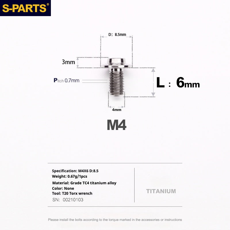 SPARTS A3 Umbrella Head Series M4 L06-35mm D8.5 Titanium Screws Motorcycle Car