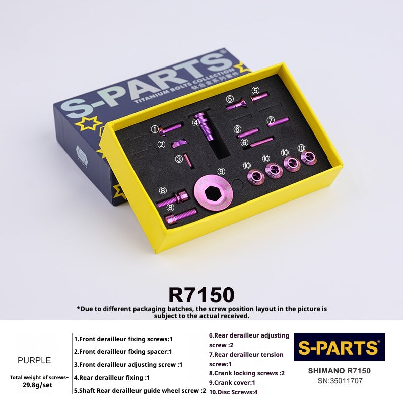 Juego de tornillos de transmisión de cambio de titanio S-PARTS para la serie de carretera Shimano R7150