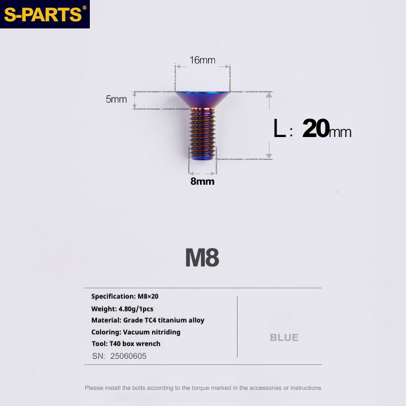 SPARTS Countersunk head series M8 L16-50mm Titanium screws