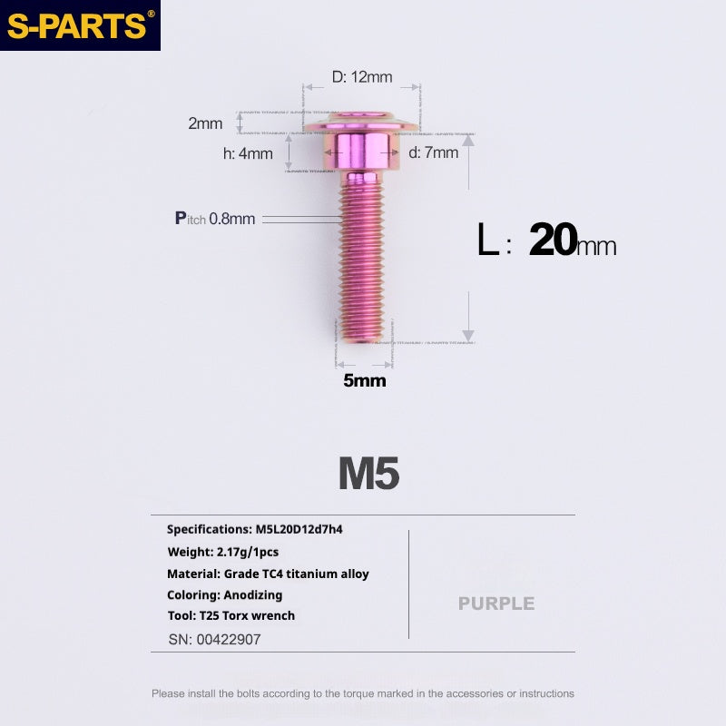 SPARTS A3 Umbrella Head Step Series M5 Purple Titanium Screws Motorcycle Auto