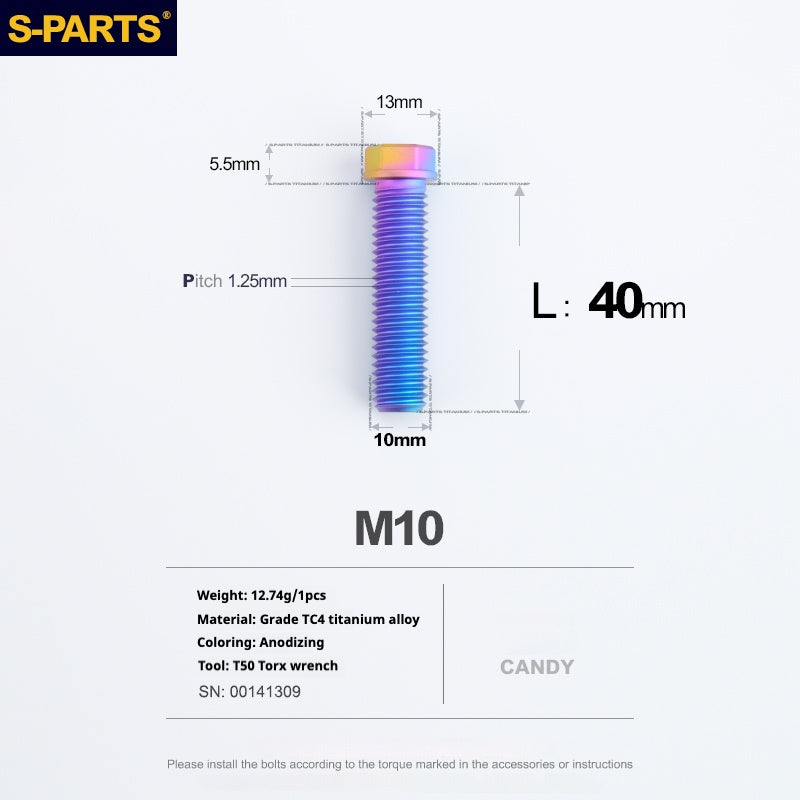 SPARTS A3 Series M10 L20-60mm D13 P1.5-P1.25Titanium Screws Motorcycle Car