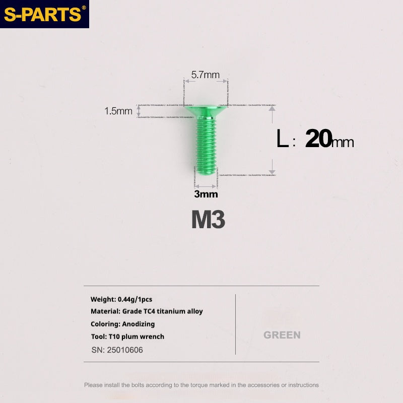 SPARTS Countersunk Series M3 L06-30mm Titanium Alloy Screws