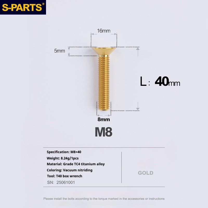 SPARTS Countersunk head series M8 L16-50mm Titanium screws