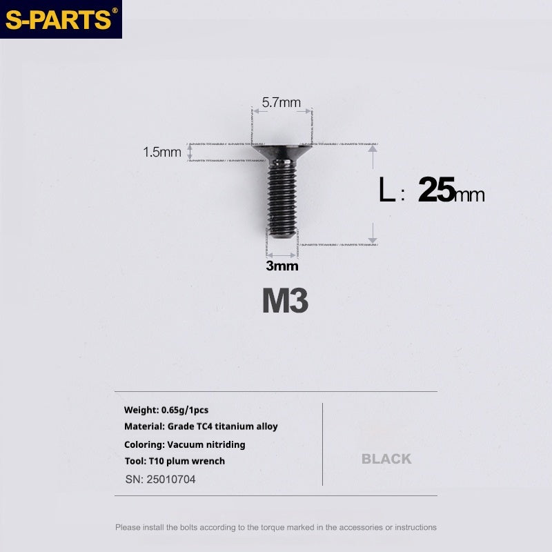 SPARTS Countersunk Series M3 L06-30mm Titanium Alloy Screws