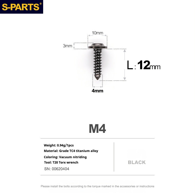 SPARTS A3 Umbrella Head Self-Tapping Wire Series M4 L12-20mm D10 Titanium Screws Motorcycle Auto