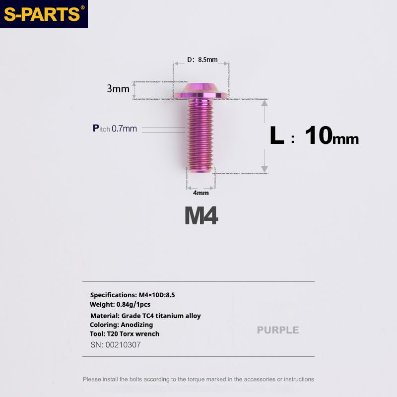 SPARTS A3 Umbrella Head Series M4 L06-35mm D8.5 Titanium Screws Motorcycle Car