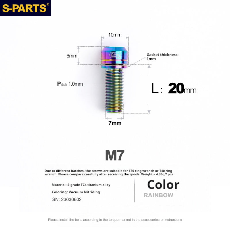 SPARTS A2 Series M7 L18-20mm Titanium Screws