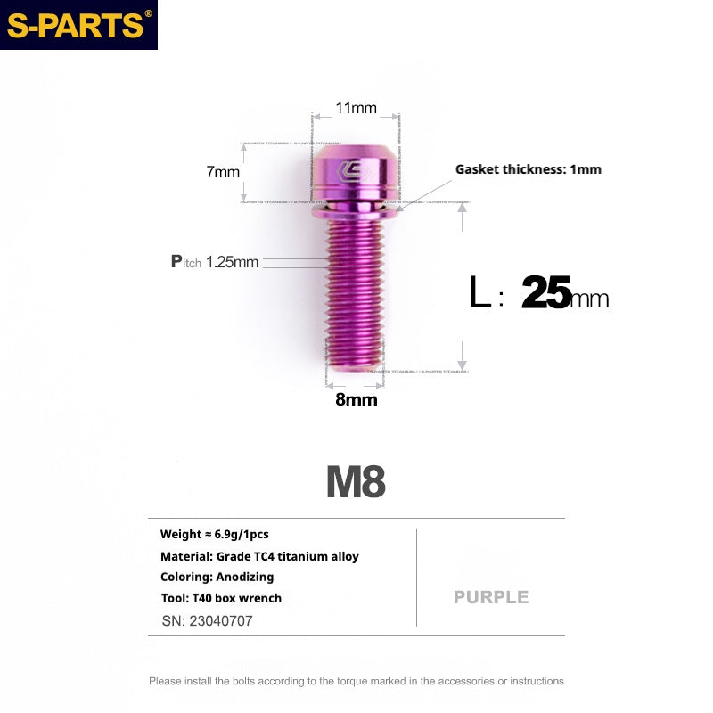 SPARTS A2 Series M8 L20-25mm D11 Titanium Screws