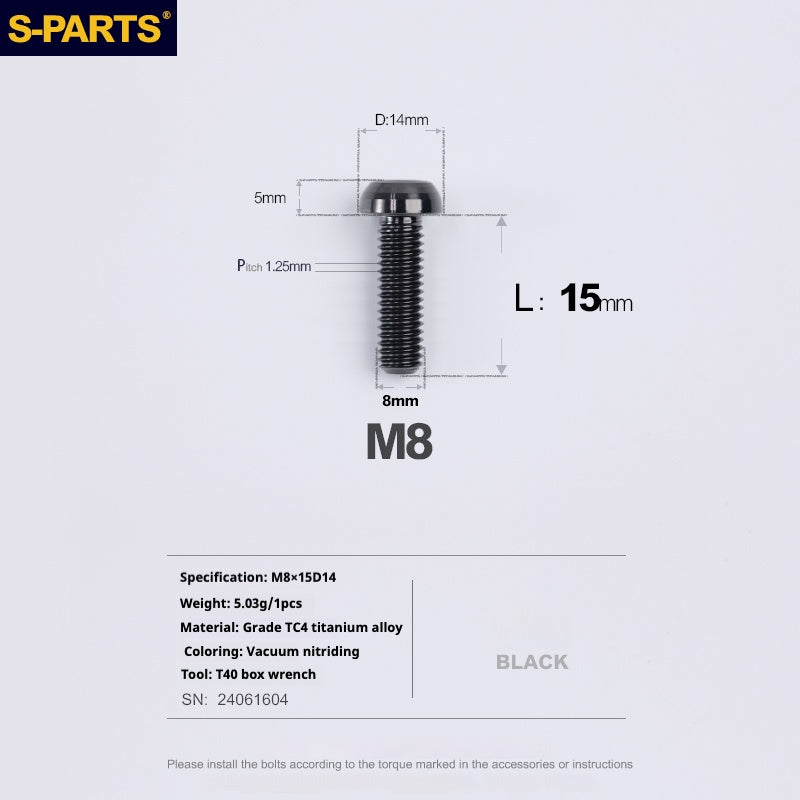 SPARTS A2 Umbrella head series M8 L15-50mm Titanium screws