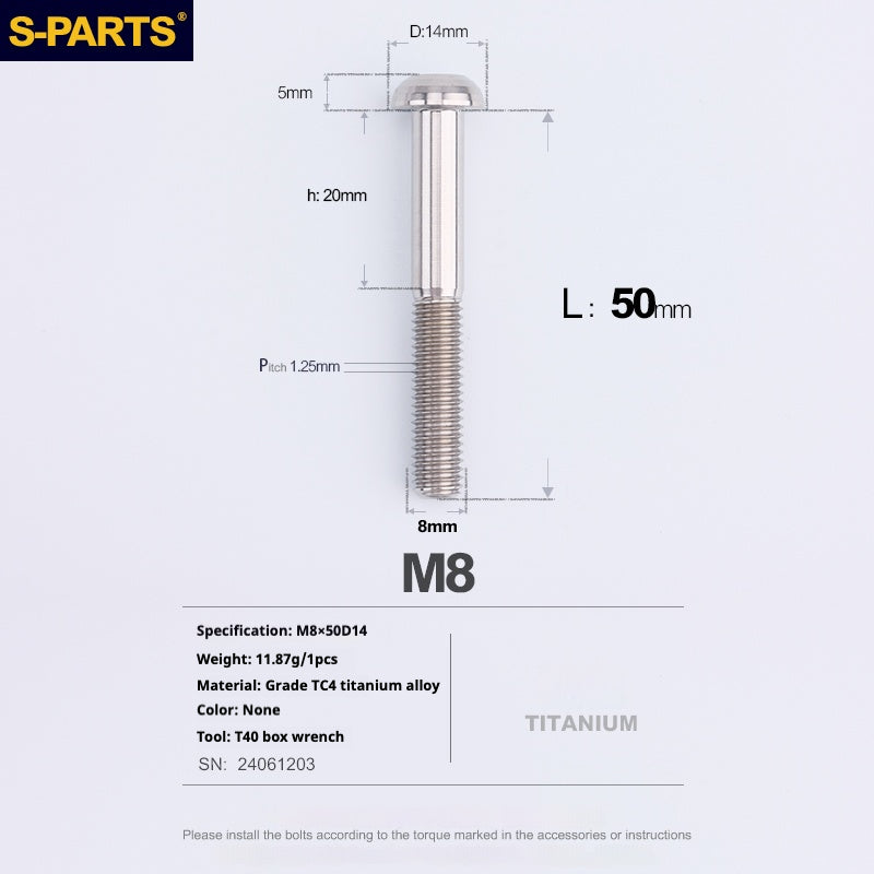 SPARTS A2 Umbrella head series M8 L15-50mm Titanium screws