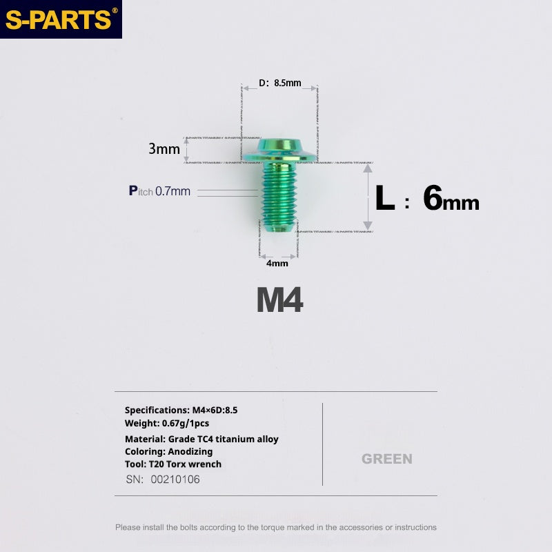 SPARTS A3 Umbrella Head Series M4 L06-35mm D8.5 Titanium Screws Motorcycle Car