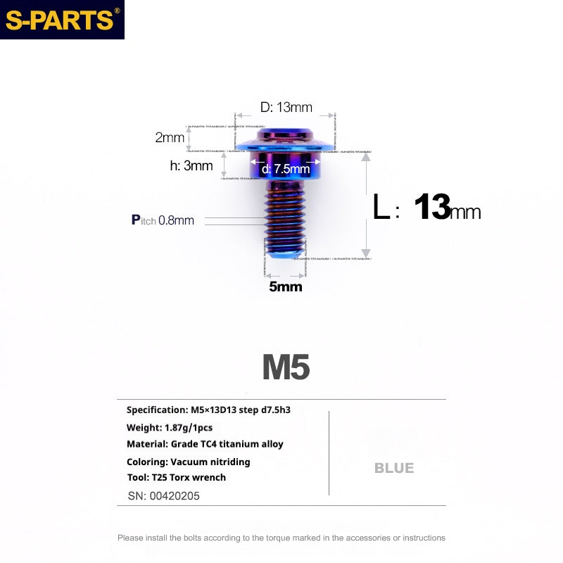 SPARTS A3 Umbrella Head Step Series M5 Blue Titanium Screws Motorcycle Auto