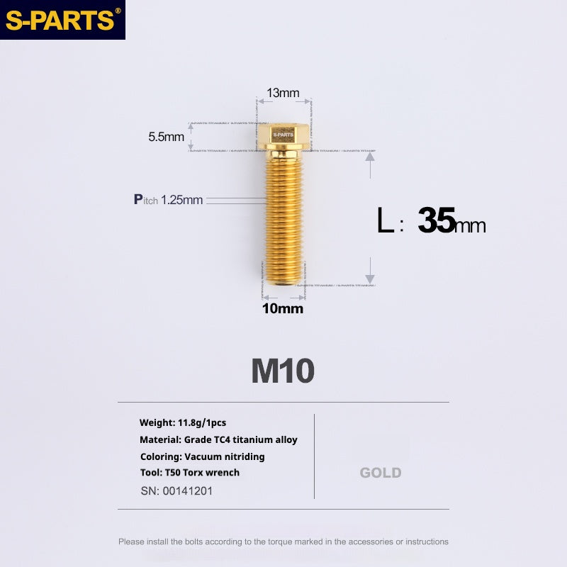 SPARTS A3 Series M10 L20-60mm D13 P1.5-P1.25Titanium Screws Motorcycle Car