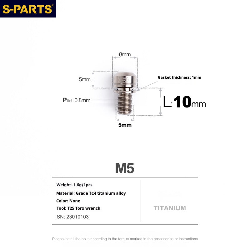 SPARTS A2 Series M5 L10-40mm Titanium Screws