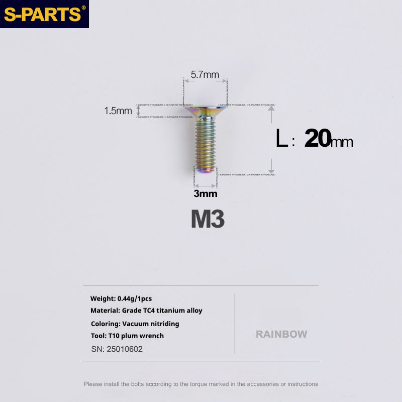 SPARTS Countersunk Series M3 L06-30mm Titanium Alloy Screws