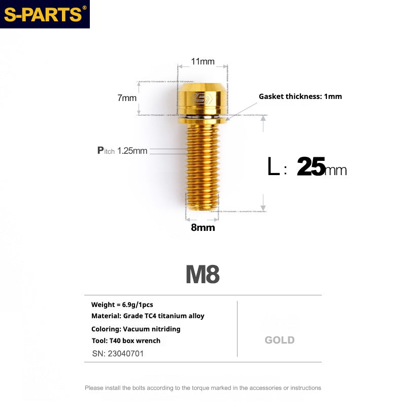 SPARTS A2 Series M8 L20-25mm D11 Titanium Screws