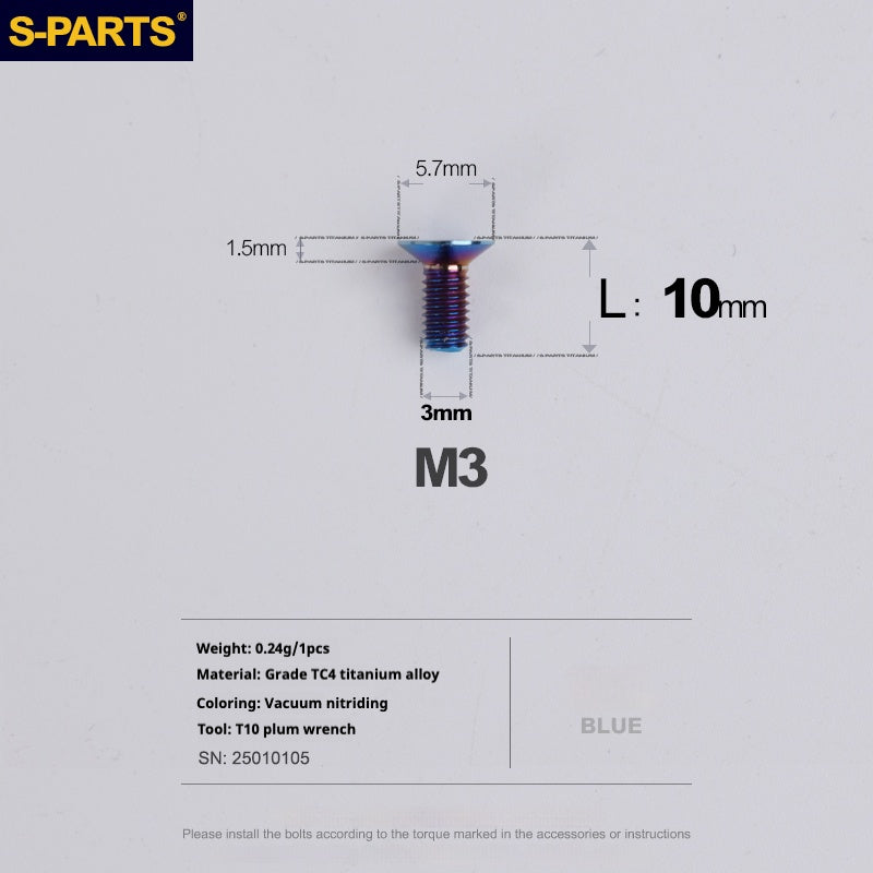 SPARTS Countersunk Series M3 L06-30mm Titanium Alloy Screws