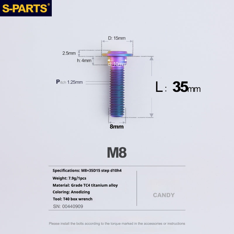 SPARTS A3 Umbrella Head Step Series M8 Candy Color Titanium Screws Motorcycle Auto