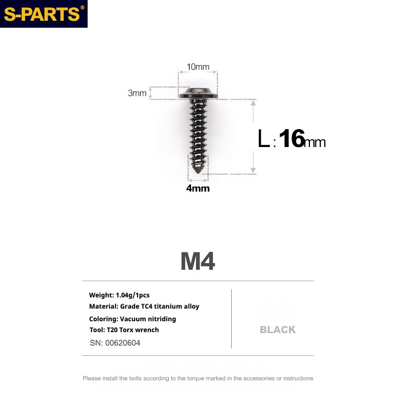 SPARTS A3 Umbrella Head Self-Tapping Wire Series M4 L12-20mm D10 Titanium Screws Motorcycle Auto