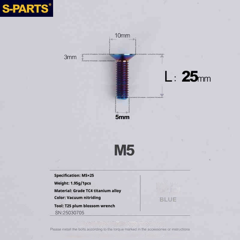 SPARTS Countersunk Head Series M5 L06-55mm Titanium Screws