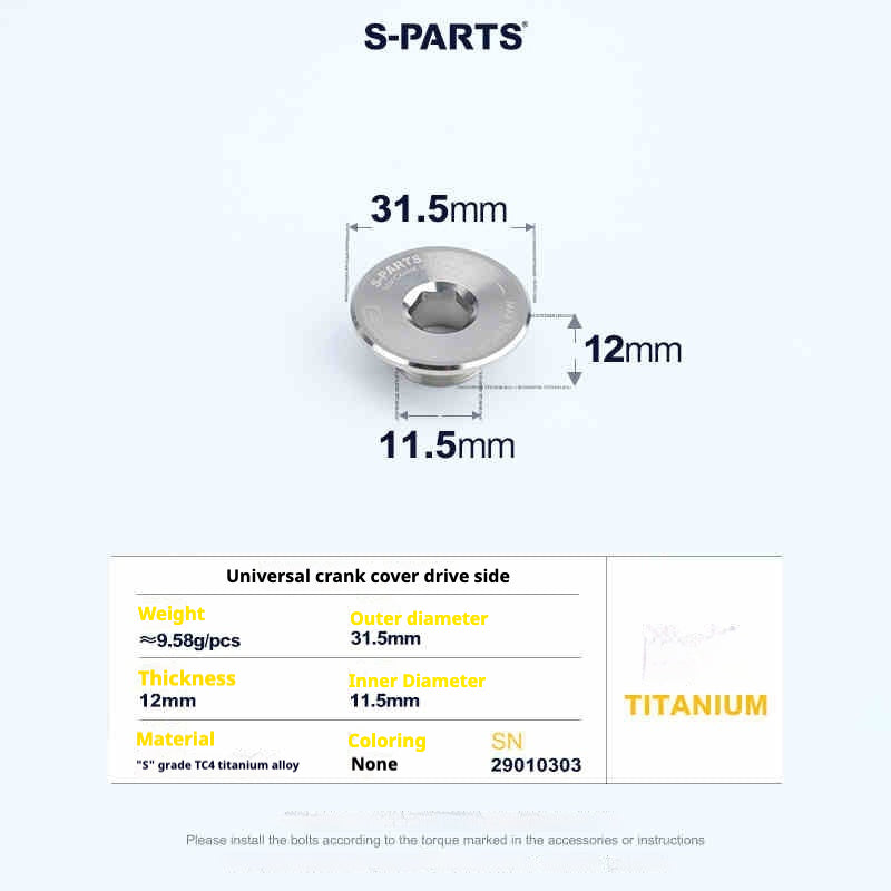 Tornillos de titanio S-PARTS para adaptarse a las cubiertas de cigüeñal de titanio SRM PM9 para los lados de transmisión y no transmisión.