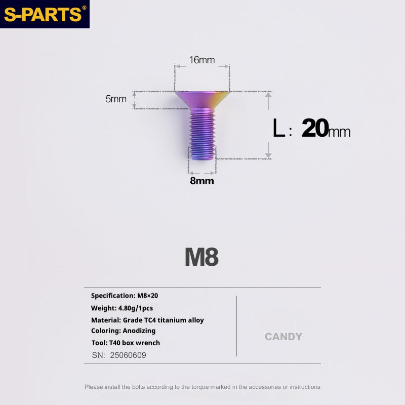 SPARTS Countersunk head series M8 L16-50mm Titanium screws