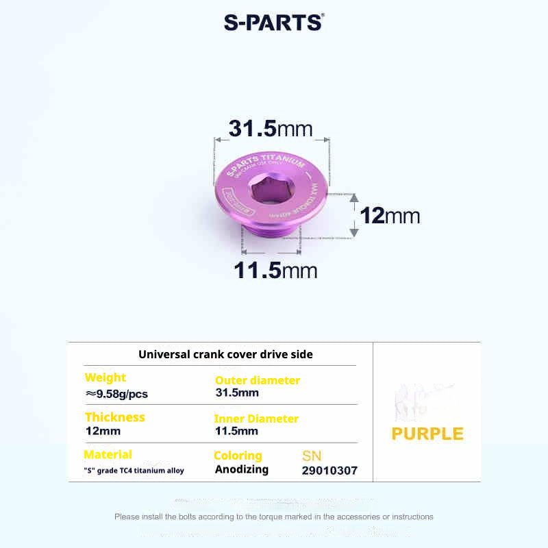Tornillos de titanio S-PARTS para adaptarse a las cubiertas de cigüeñal de titanio SRM PM9 para los lados de transmisión y no transmisión.