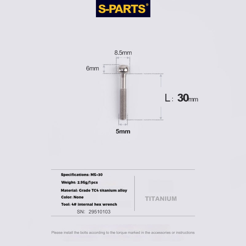 S-PARTS M5 x 30/35/40/47mm Titanium Bolts & Barrel Nut & Washer Screw For Bicycle Seat Post