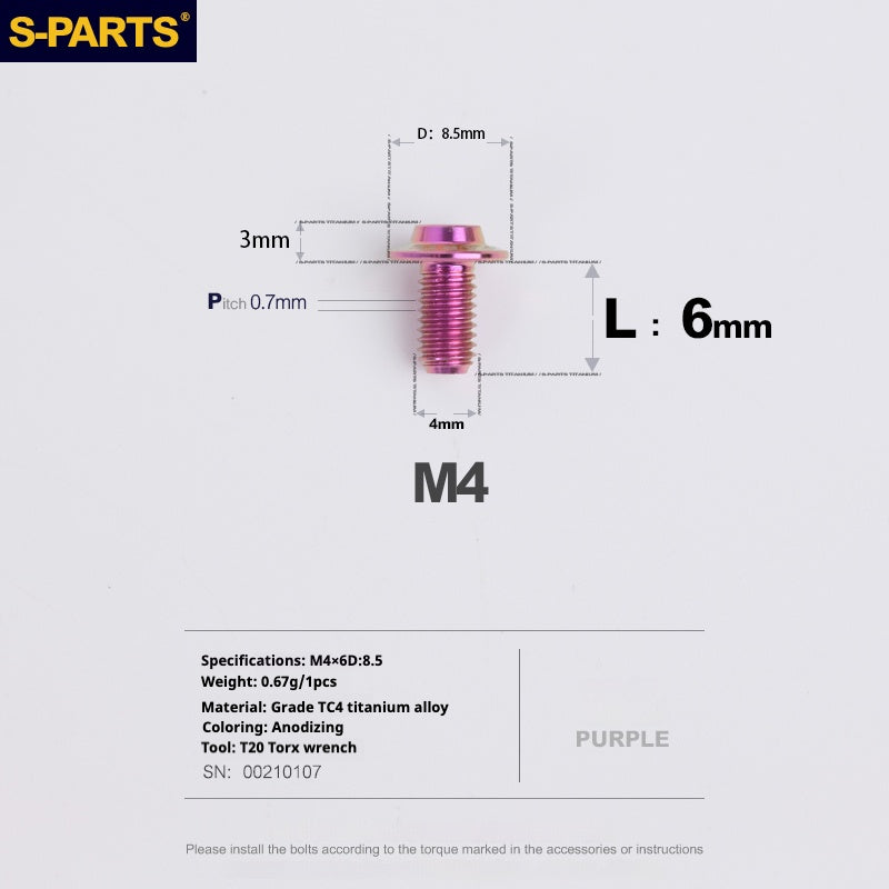 SPARTS A3 Umbrella Head Series M4 L06-35mm D8.5 Titanium Screws Motorcycle Car