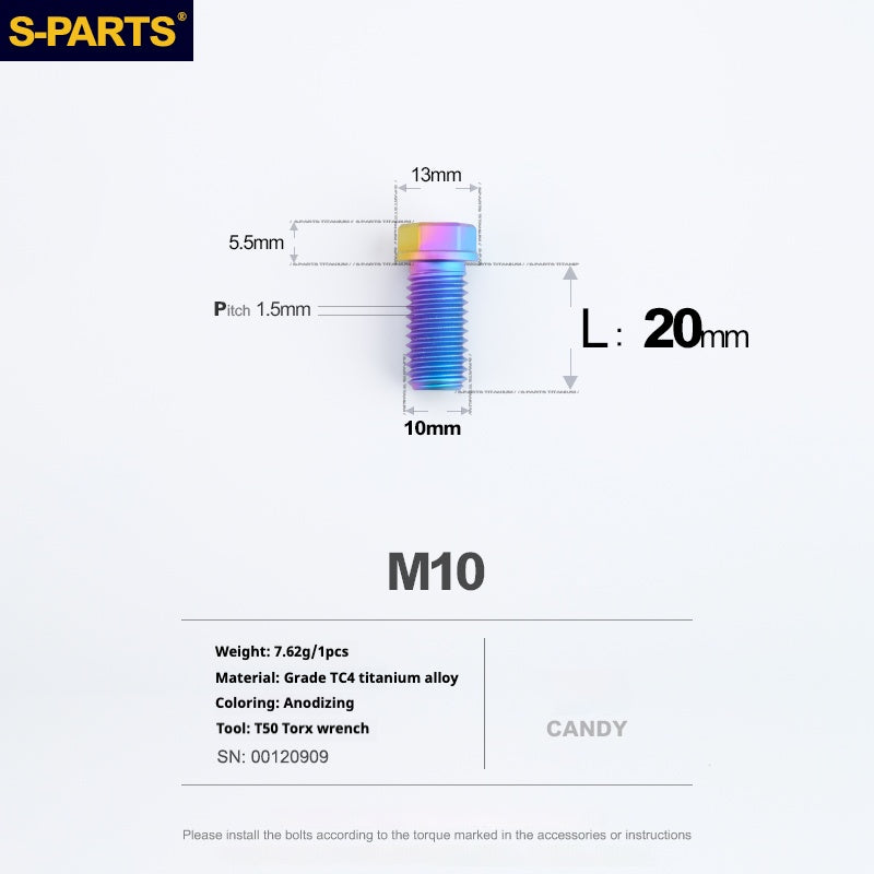 SPARTS A3 Series M10 L20-60mm D13 P1.5-P1.25Titanium Screws Motorcycle Car