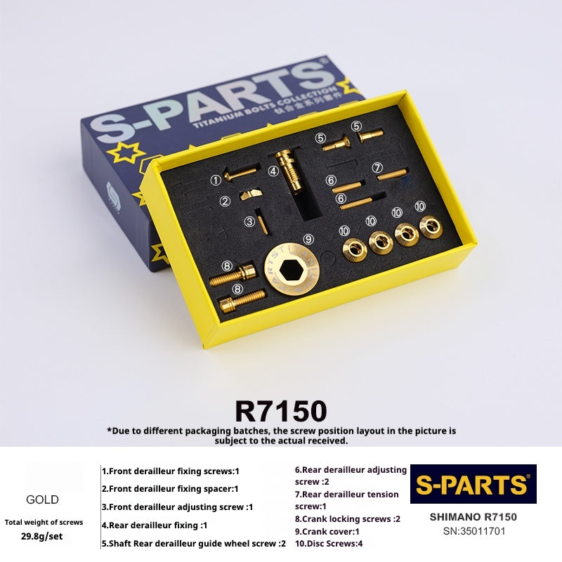 Juego de tornillos de transmisión de cambio de titanio S-PARTS para la serie de carretera Shimano R7150