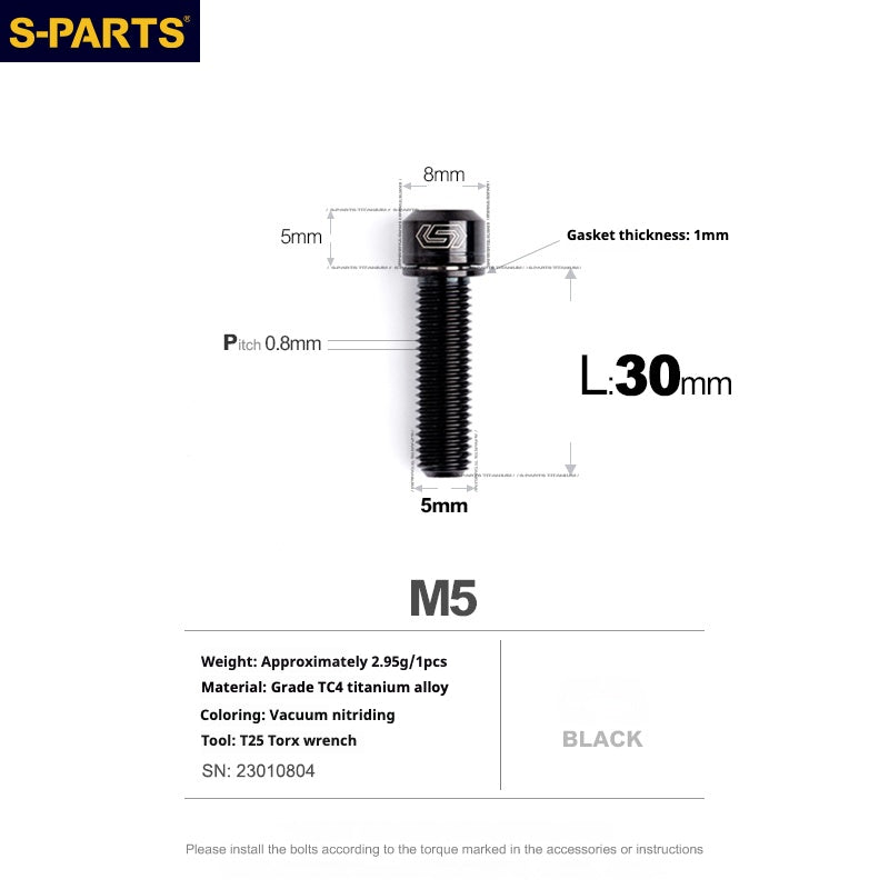 SPARTS A2 Series M5 L10-40mm Titanium Screws