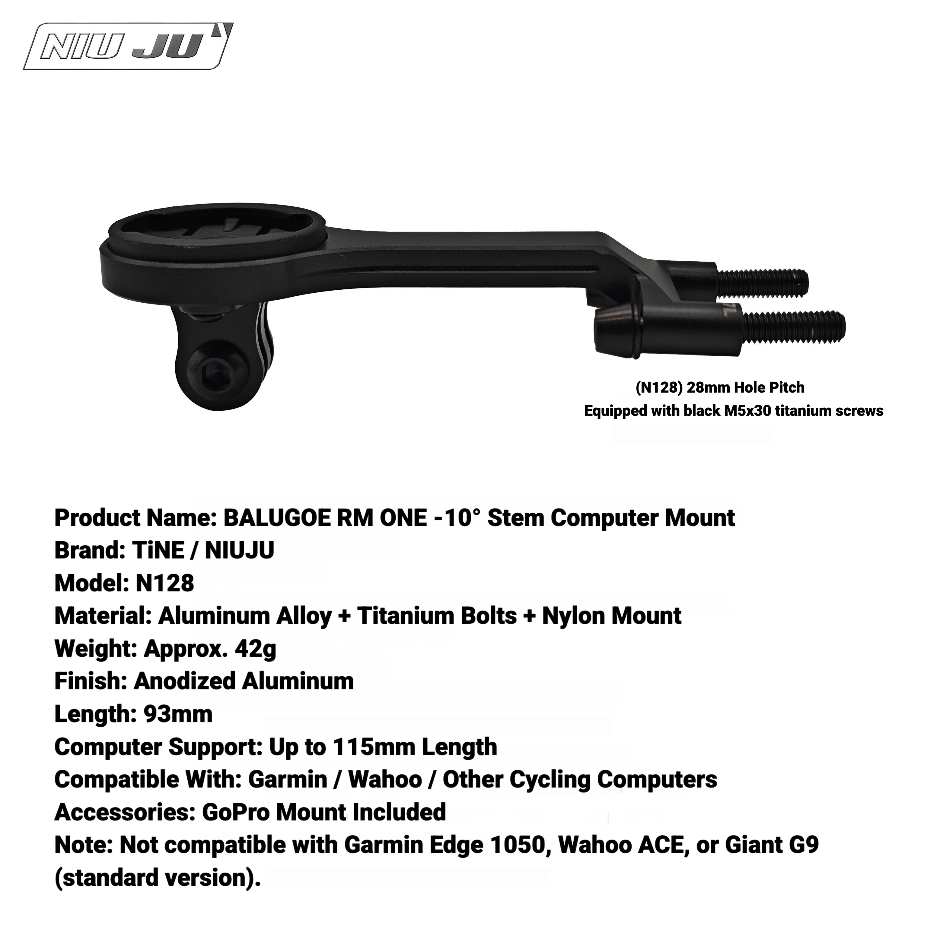 BALUGOE RM ONE Carbon Stem Computer Mount | Garmin Wahoo Aero Bike Mount Extension