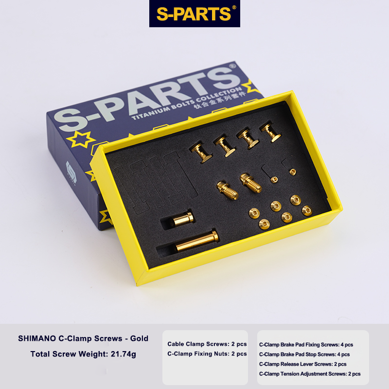 S-PARTS Titanium Alloy Screws Kit for SHIMANO C-Brake - Brake Pad Fixing and Release Lever Nuts