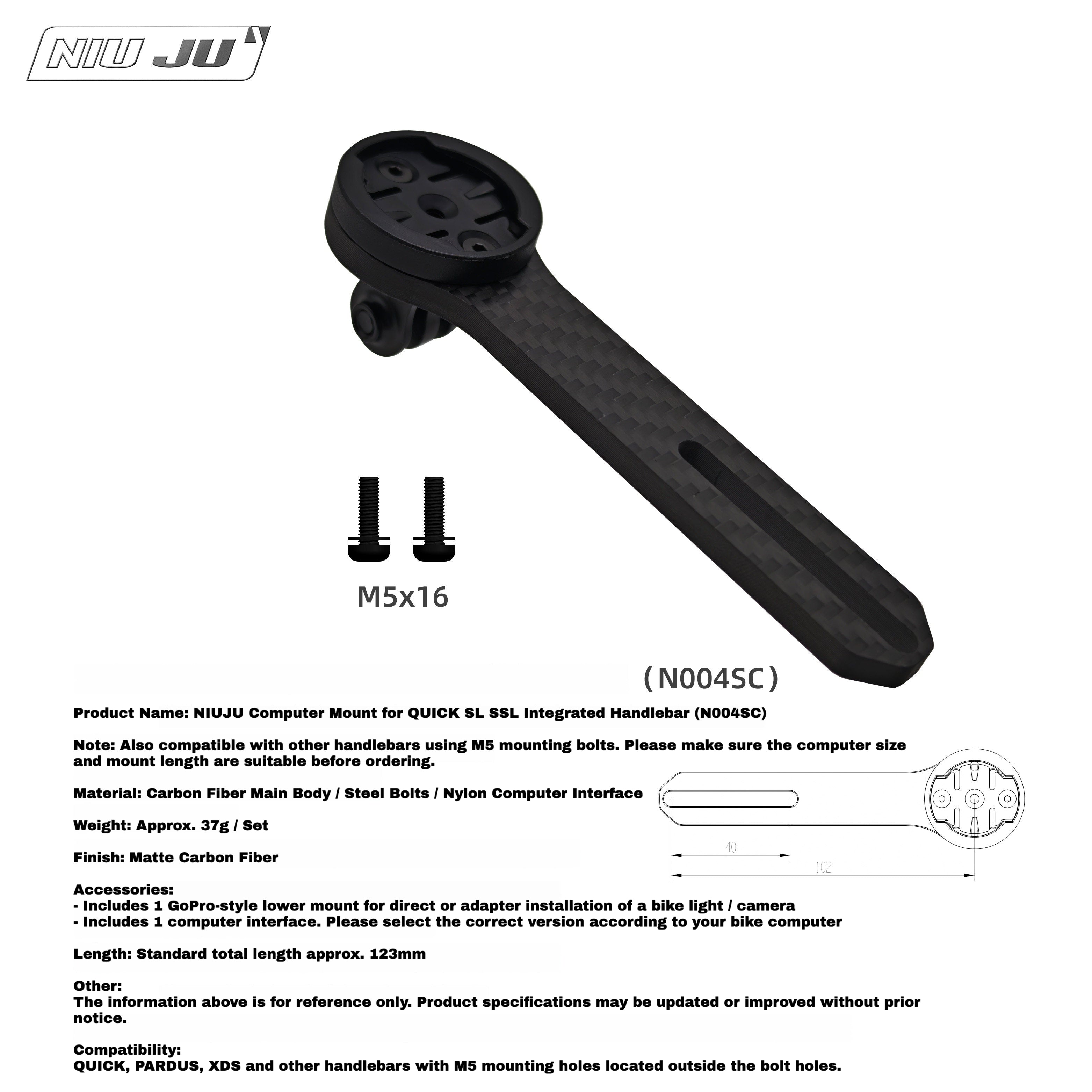 NIUJU Computer Mount for QUICK PRO CANWIN ZEPHYR SSL Carbon Fiber / Aluminum Alloy