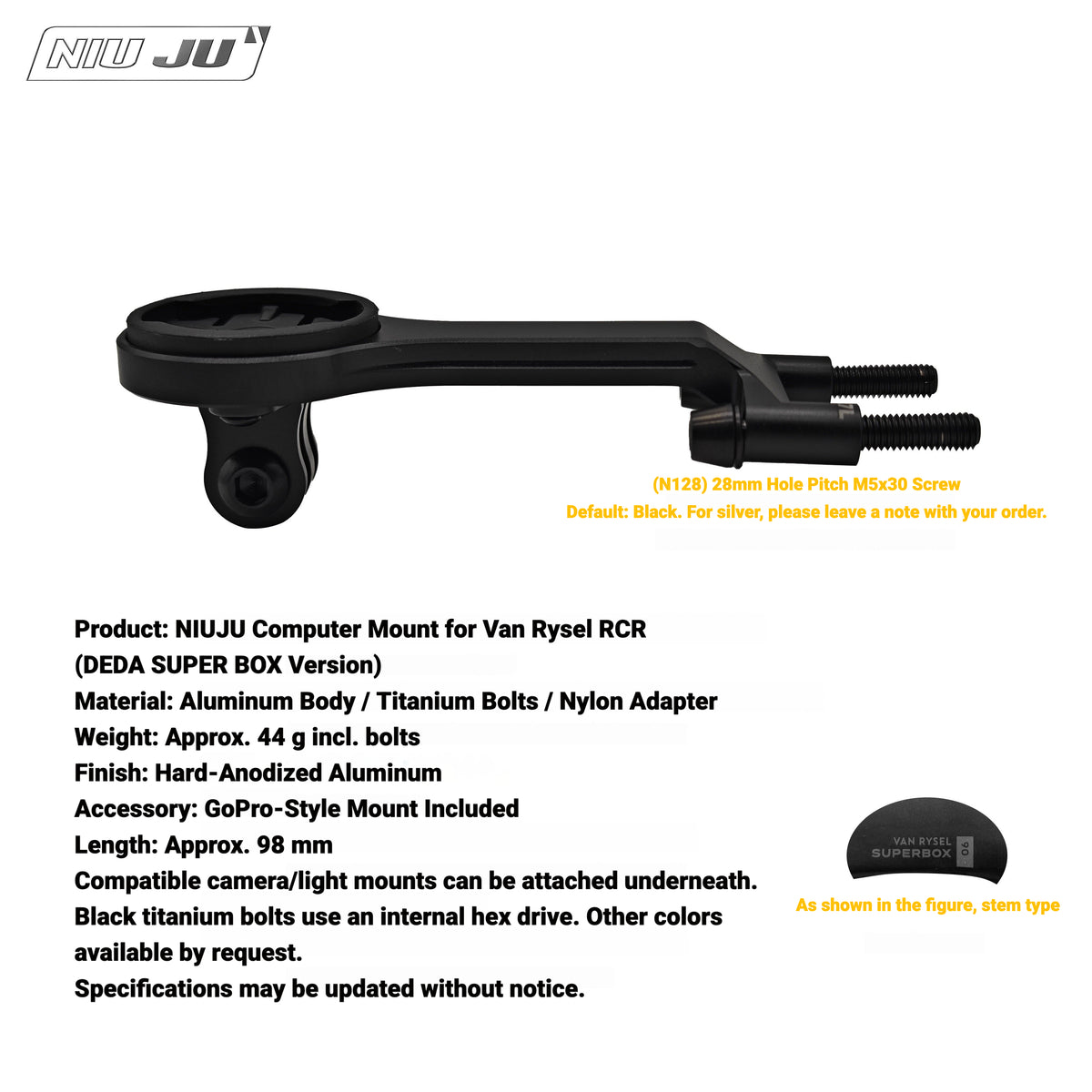 NIUJU Computer Mount for Van Rysel RCR / NCR Stem | Decathlon Garmin Wahoo Mount