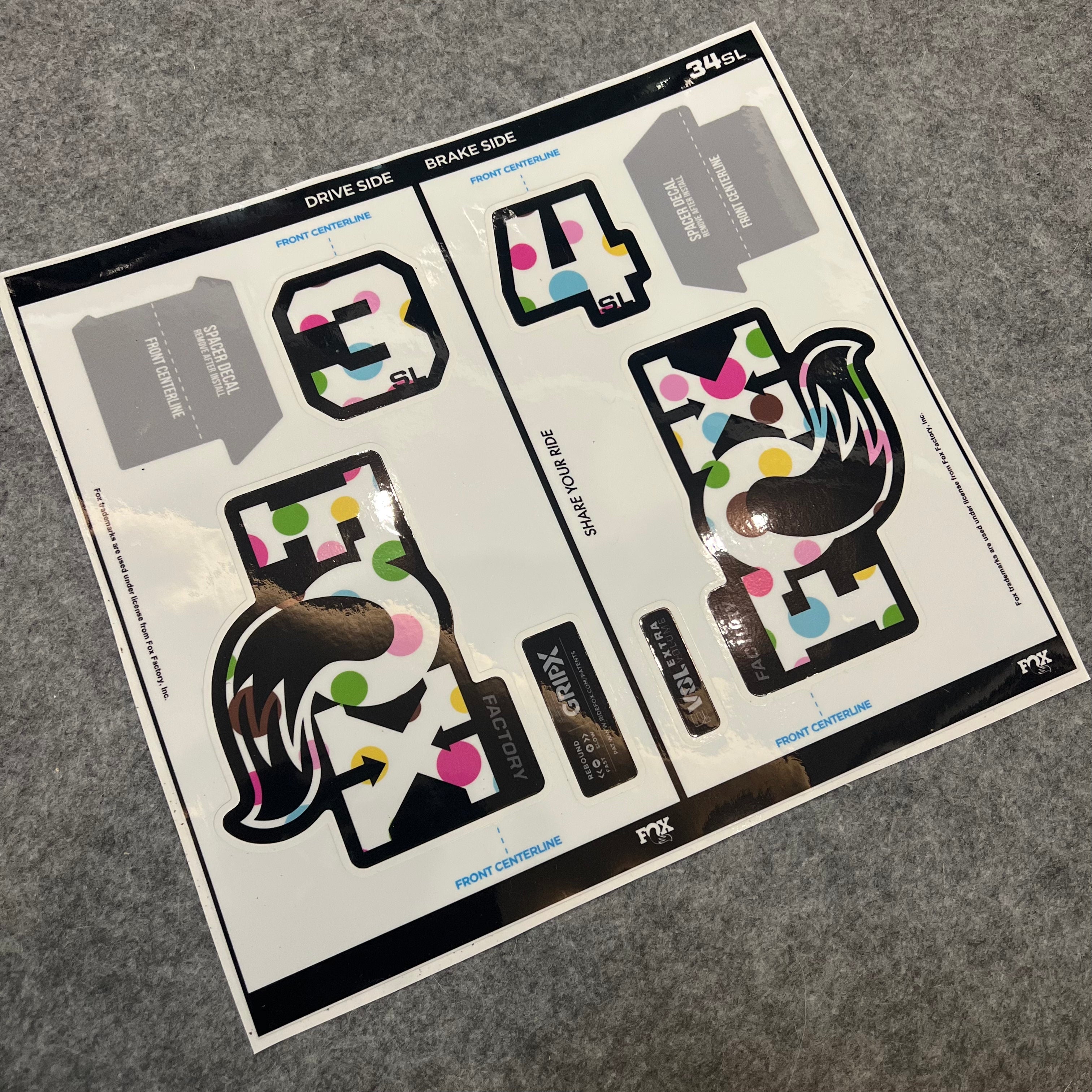 2026 FOX 34SL FACTORY Fork Decal Kit | Custom MTB Suspension Stickers