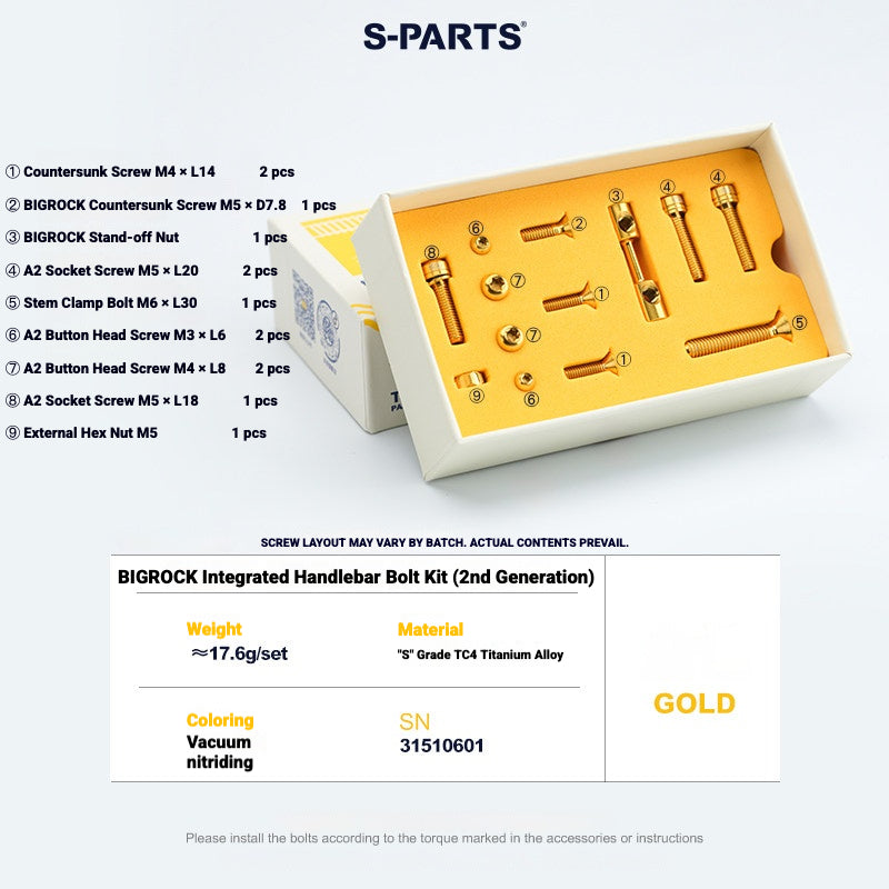 S-PARTS Titanium Bolt Kit for BIGROCK Gen 2 Integrated Handlebar / Stem (13 pcs)