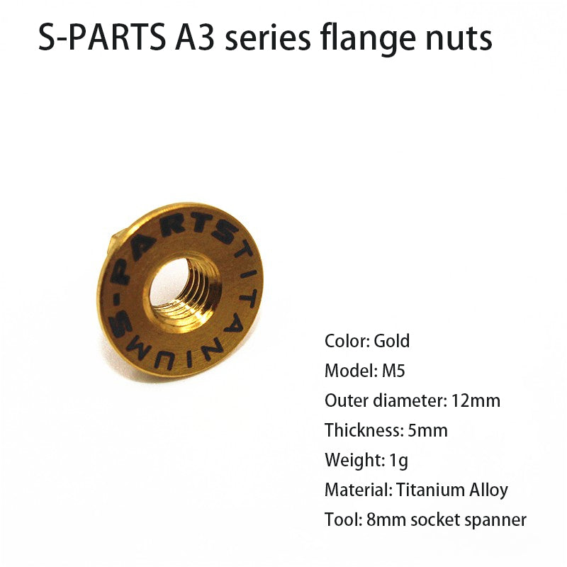 Tuerca de brida S-PARTS A3 para vehículo eléctrico, tornillo de aleación de titanio M5 M6 M8 M10 para motocicleta 12