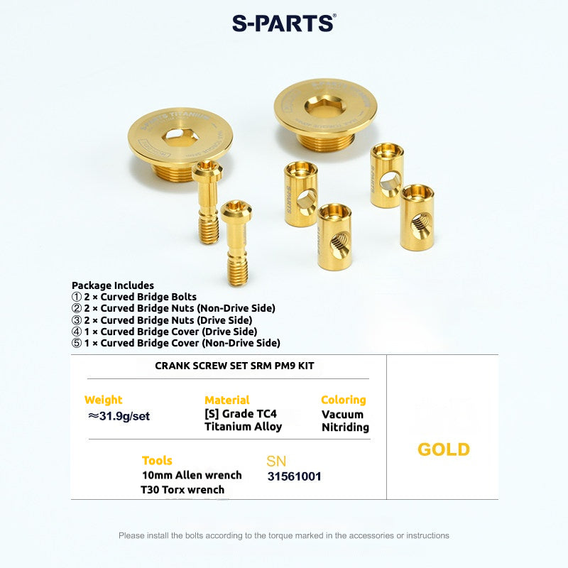S-PARTS Titanium Screws to fit SRM PM9 Titanium Crank Covers for drive
