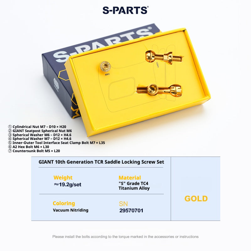 S-PARTS Titanium Seatpost Clamp Bolt Kit for GIANT TCR / PROPEL / DEFY
