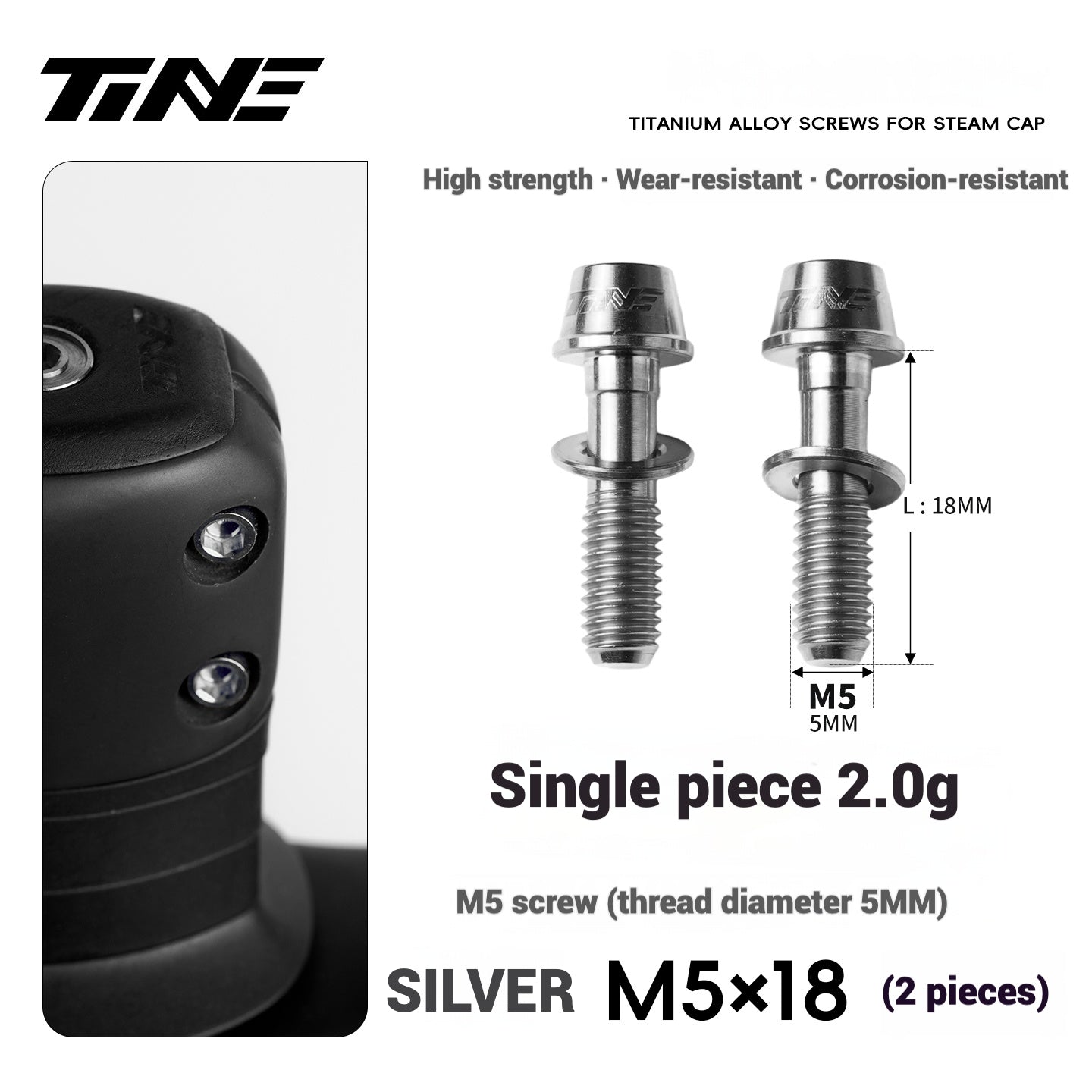 TiNE Titanium Alloy Handlebar Clamp Bolt Kit for Specialized Roval Rapide | M5×18mm Stem Lock Set