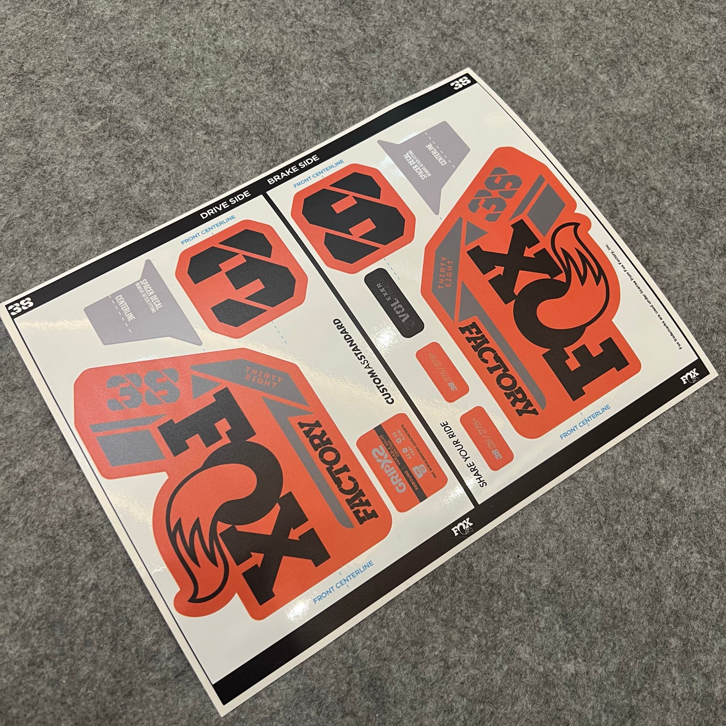2025 FOX 38 FACTORY Fork Decal Kit | Custom Waterproof MTB Fork