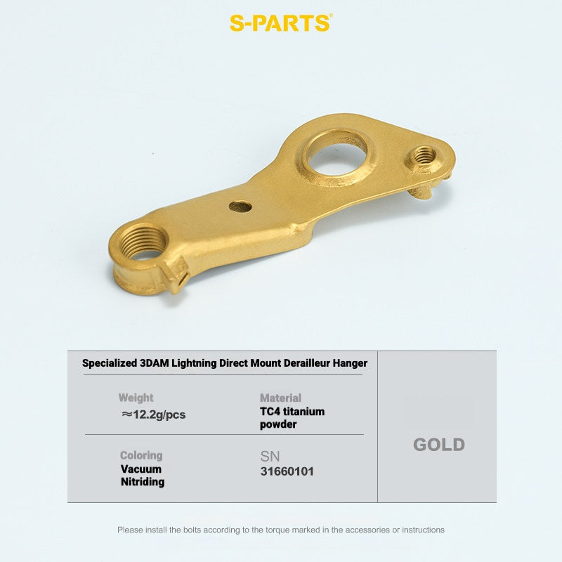 S-PARTS 3DAM Titanium Direct Mount Derailleur Hanger for Specialized | Ultralight 3D Printed Bike Hanger