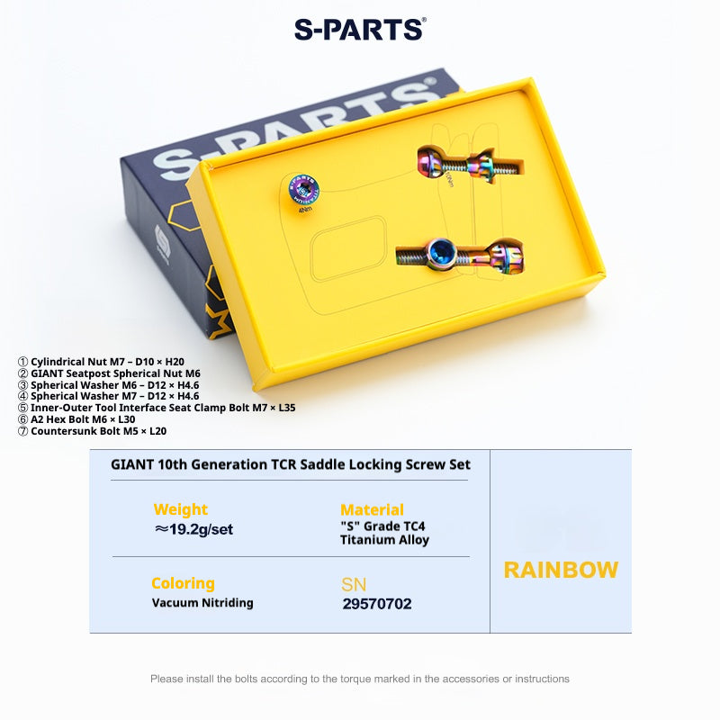 S-PARTS Titanium Seatpost Clamp Bolt Kit for GIANT TCR / PROPEL / DEFY