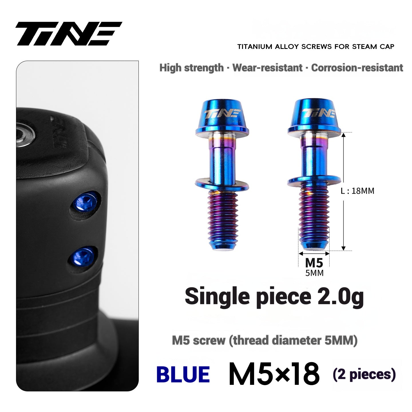 TiNE Titanium Alloy Handlebar Clamp Bolt Kit for Specialized Roval Rapide | M5×18mm Stem Lock Set