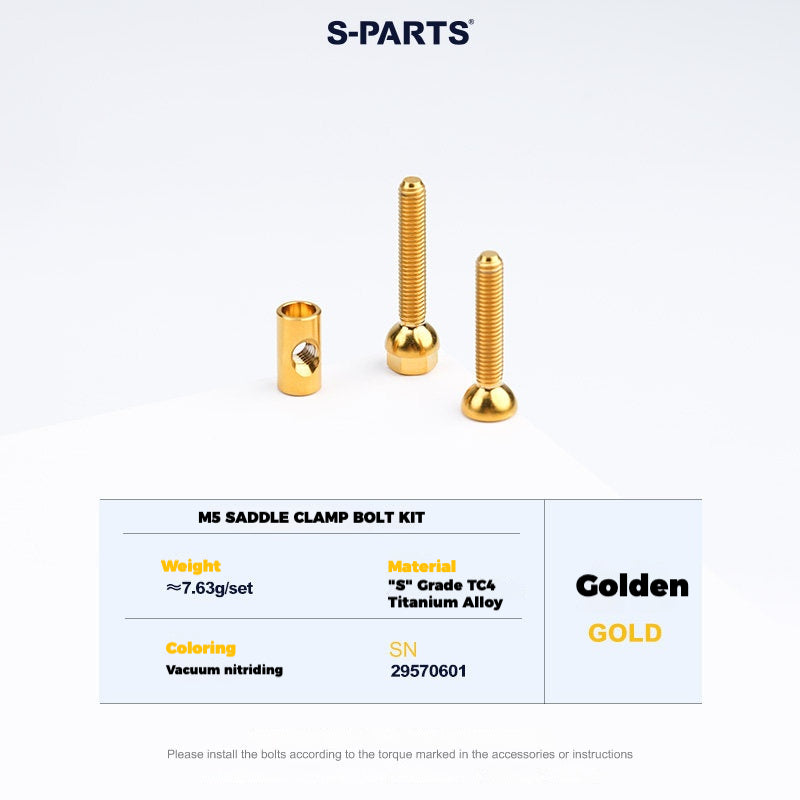 S-PARTS Titanium Saddle Clamp Bolt Kit for VOICE VFV | 3pcs Lightweight Upgrade