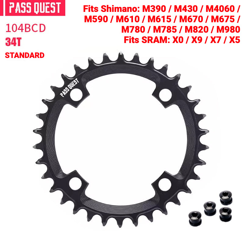 PASS QUEST 104BCD Narrow-Wide Chainring | Shimano XT M780 M610 1x MTB Chainring