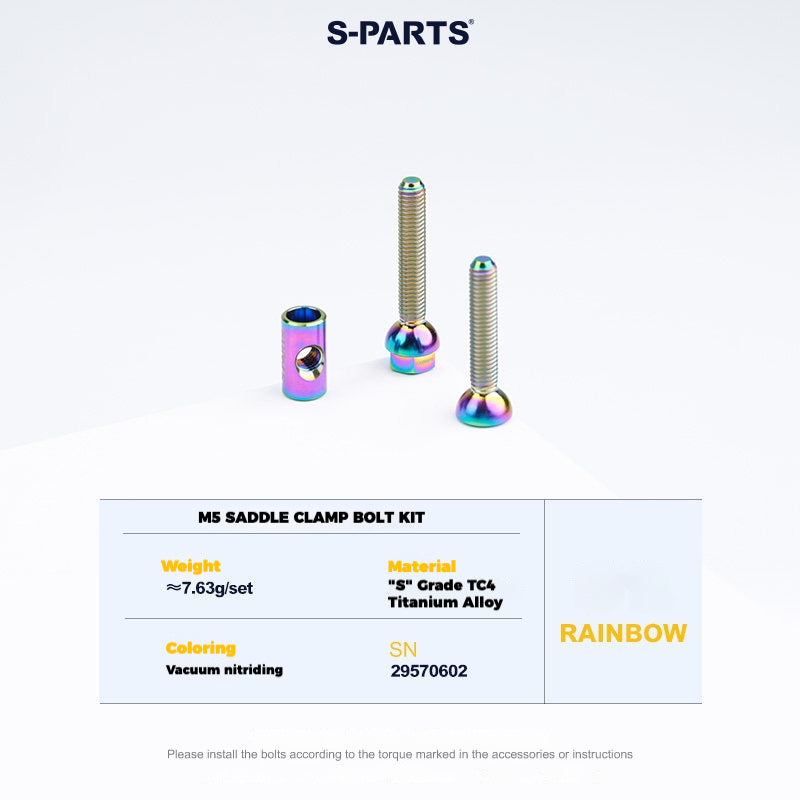 S-PARTS Titanium Saddle Clamp Bolt Kit for VOICE VFV | 3pcs Lightweight Upgrade