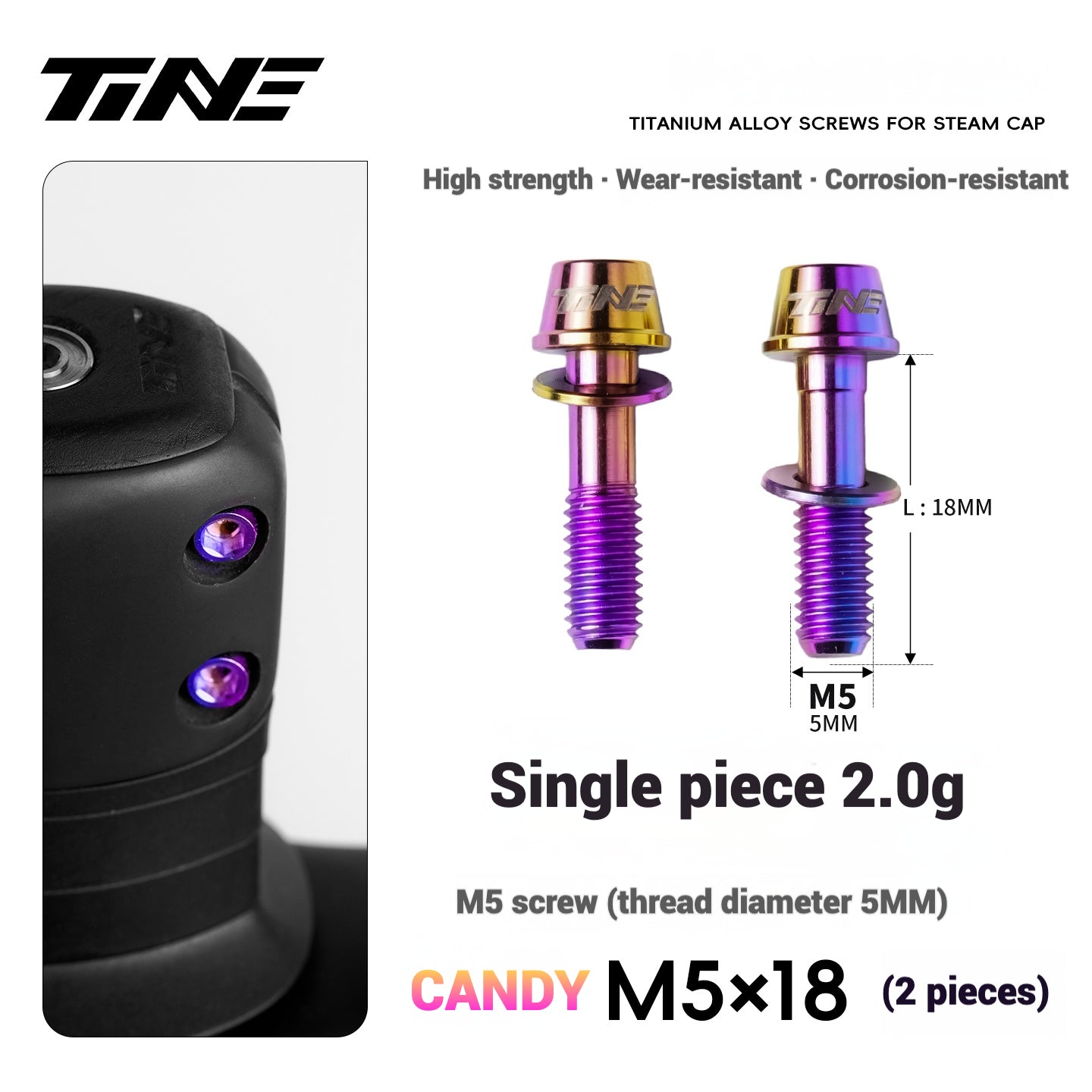 TiNE Titanium Alloy Handlebar Clamp Bolt Kit for Specialized Roval Rapide | M5×18mm Stem Lock Set